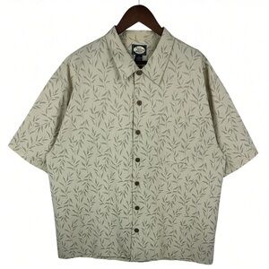 Tommy Bahama XL Olive Leaf Print Button Up Shirt 100% Cotton Hong Kong